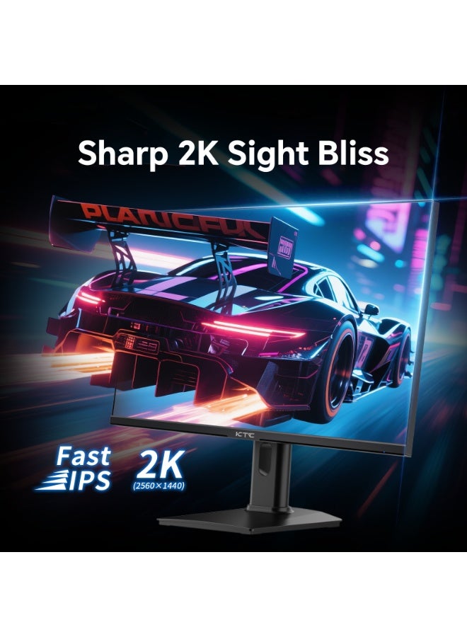 KTC 24 inch Gaming Monitor QHD 180Hz, Fast IPS 1440p Computer Monitor, Up to 185Hz, 1ms, G-Sync/FreeSync, HDR400, Height Adjustable, 2 x HDMI, 1 x DP H24T7 - Image 3